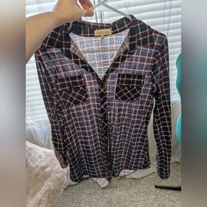 Urban Girl Sheer Plaid Red White And Blue Flannel